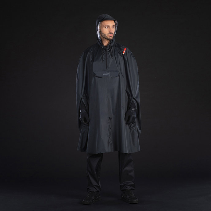 Dežni pončo za odrasle črn