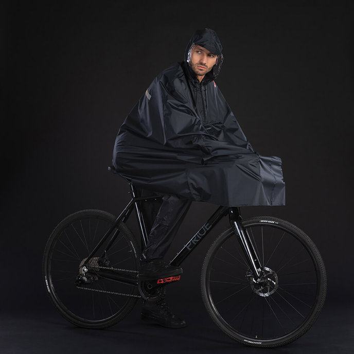 Dežni pončo za odrasle črn