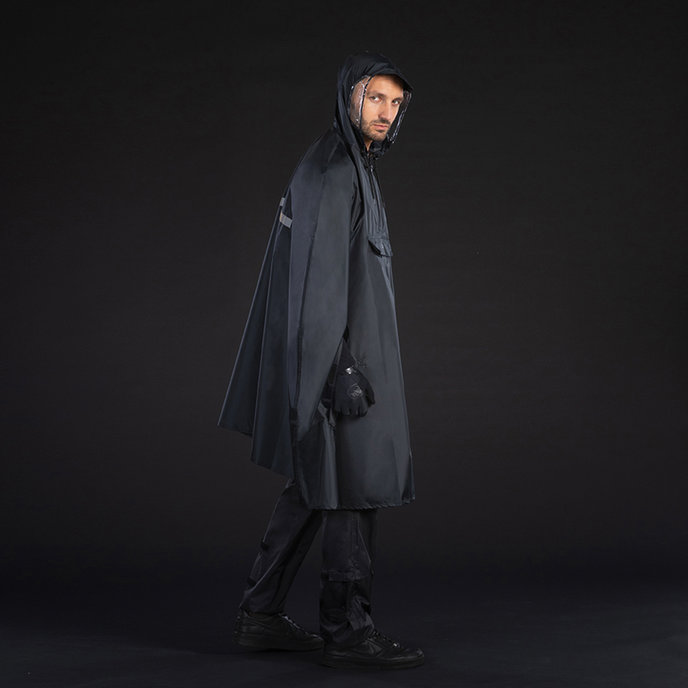 Dežni pončo za odrasle črn