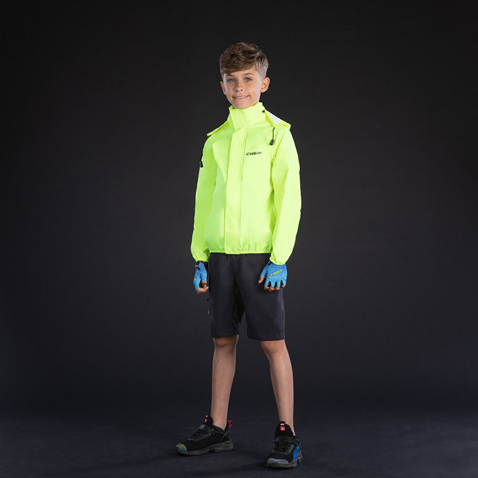 Otroška dežna jakna neon rumena