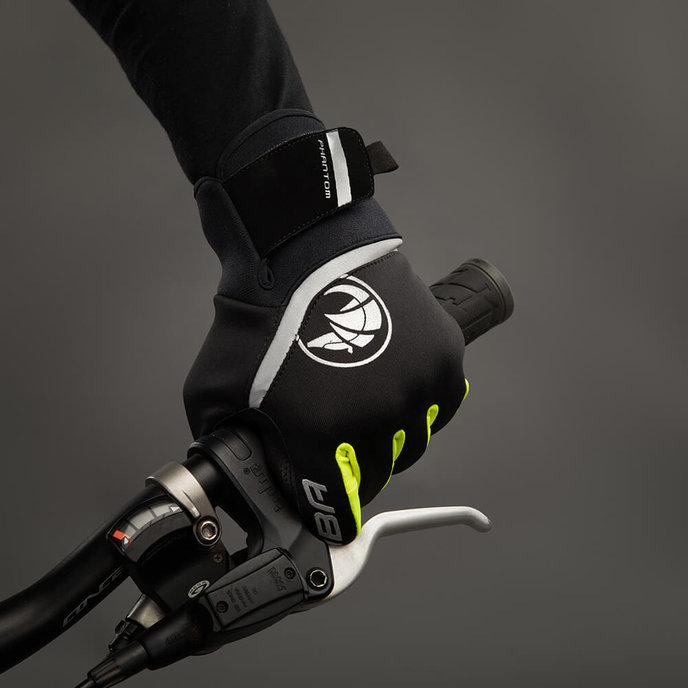 Zimske kolesarske rokavice za odrasle Phantom črne/neon rumene