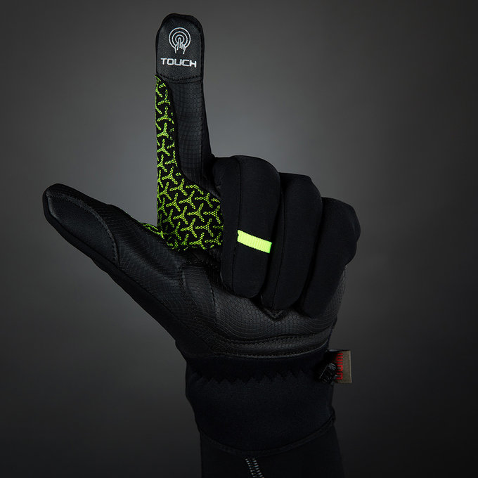 Zimske kolesarske rokavice za odrasle Express+ črne/neonske