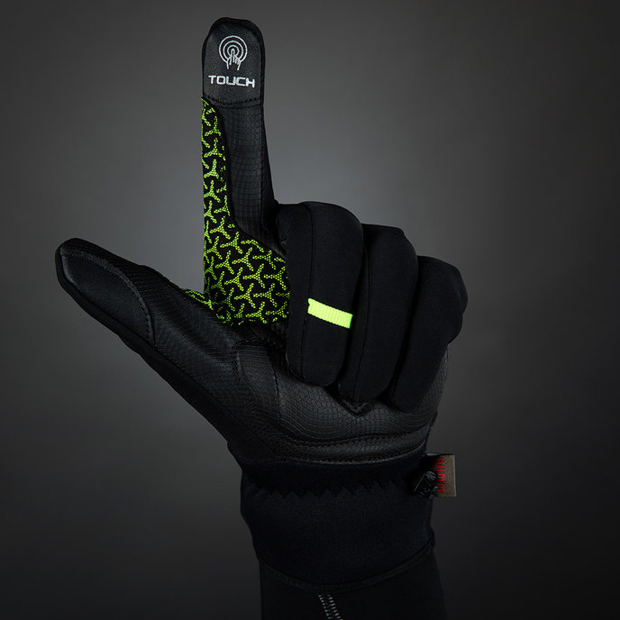 Zimske kolesarske rokavice za odrasle Express+ črne/neonske