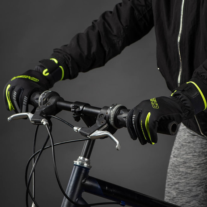 Zimske kolesarske rokavice za otroke Kids Waterproof črne/neon rumene