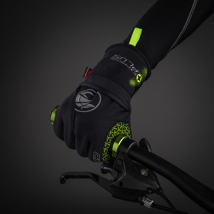 Zimske kolesarske rokavice za odrasle Express+ črne/neonske