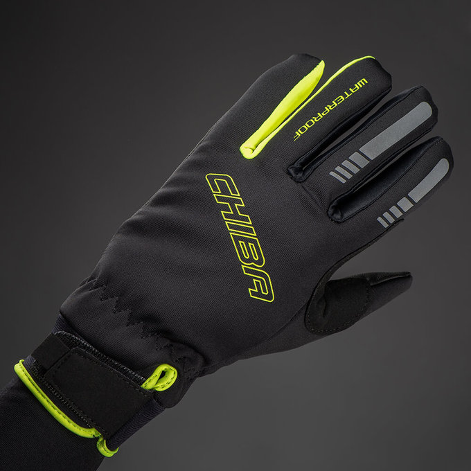 Zimske kolesarske rokavice za otroke Kids Waterproof črne/neon rumene