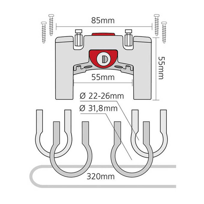 Adapter za krmilo 22-26 mm/31,8 mm z možnostjo zaklepanja