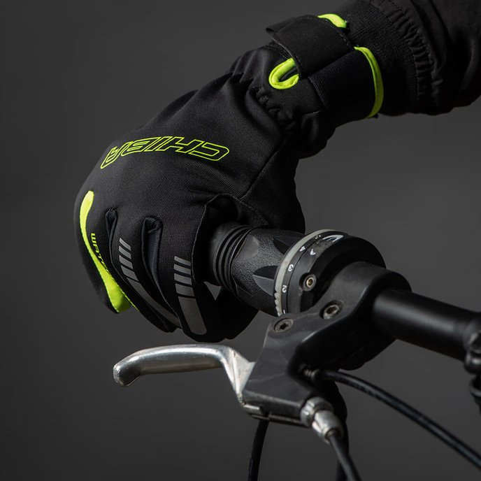 Zimske kolesarske rokavice za otroke Kids Waterproof črne/neon rumene