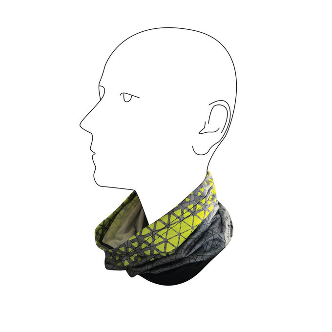 Večnamenski šal sivo/neonski 