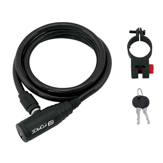 FORCE ključavnica ECO spiralna z držalom, 120 cm / 8 mm, črna